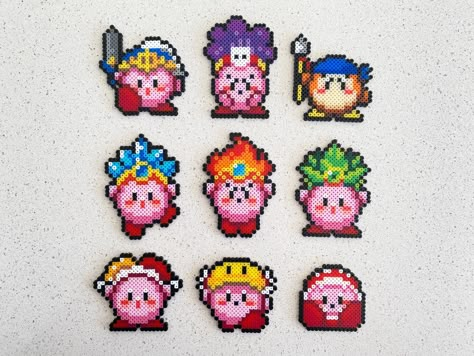 Waddle Dee Perler Beads, Small Kirby Perler Beads, Kirby Fuse Beads, Kirby Perler Bead Patterns, Pixel Art Kirby, Kirby Perler Beads, Mini Perler Beads Ideas, Gaming Pixel Art, Perler Beads Art