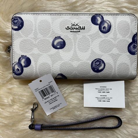 NWT Long Zip Around Wallet In Signature Canvas With Blueberry Print Blueberry Print, Coach Coin Purse, Samsung Galaxy Phones, Coach Wallet, Signature Canvas, Slim Wallet, Zipper Wallet, Zip Wallet, Wristlet Wallet