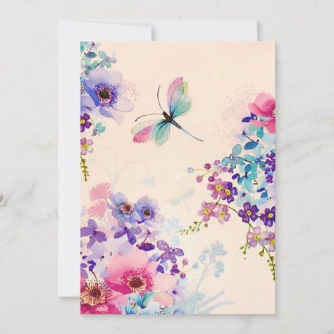 Watercolor Floral Butterfly Garden Glitter Holiday Card Watercolour Butterfly, Babies Newborn, Diy Watercolor Painting, Printable Nursery Art, Watercolour Inspiration, Watercolor Projects, Holiday Postcard, Watercolor Greeting Cards, Watercolor Flower Art