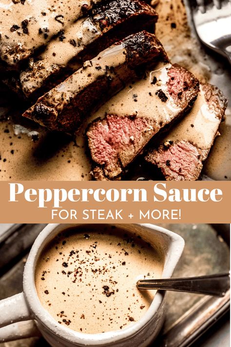 Easy Peppercorn Sauce, Bourbon Steak Recipe, Steak Diane Sauce, Peppercorn Sauce For Steak, Steak Diane Recipe, Sauce For Steak, Creamy Peppercorn Sauce, Steak Sauce Recipes, Steak Diane