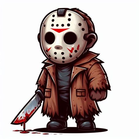 Freddy Krueger Clip Art, Horror Svg Free Files For Cricut, Chibi Horror Characters, Horror Character Drawings, Hot Jason Voorhees, Jason Cartoon, Baby Horror Characters, Halloween Character Design, The Slashers