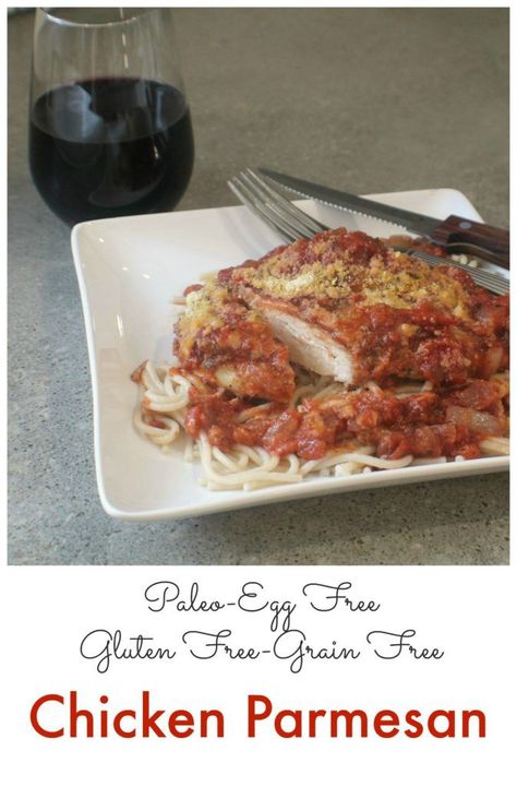 Chicken Parmesan {Grain/Dairy/Egg/Soy Free) Gluten Free Chicken Parmesan, Lightly Breaded Chicken, Chicken Parmesean, Free Meal Plans, Free Meal, Keto Paleo, Paleo Chicken, Grain Foods, Gf Recipes