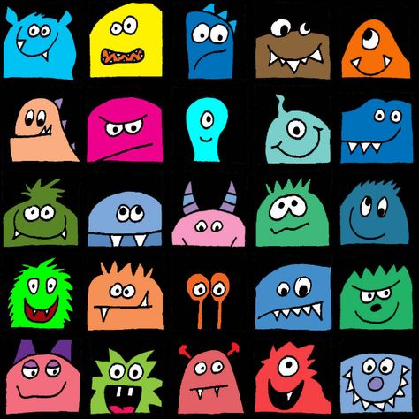 Hundertwasser Art, Monster Quilt, Monster Theme, 6th Grade Art, Art Lessons For Kids, Kindergarten Art, Elementary Art Projects, Cute Monsters, Monster Art