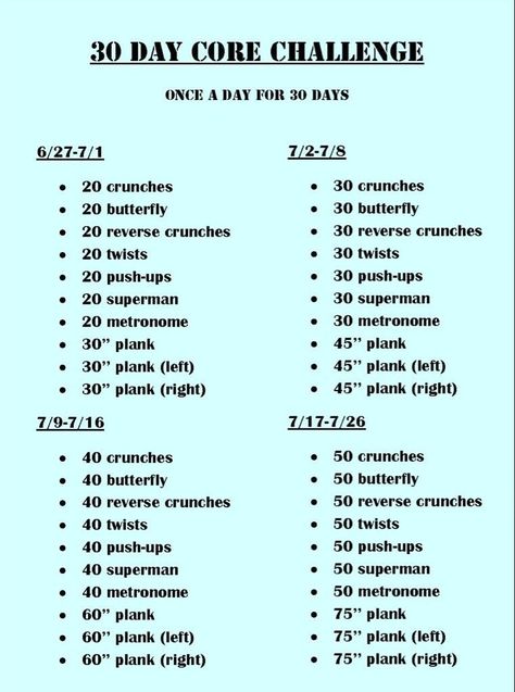 weekly #workout plan 30 Day Core Challenge, Week Ab Challenge, 30 Day Ab Challenge, Core Challenge, 30 Day Abs, Ab Challenge, Live Wire, I Work Out, Core Workout