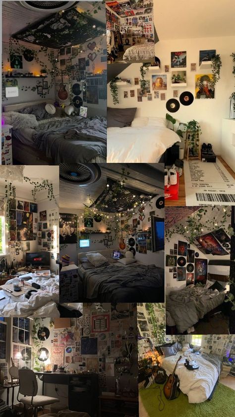 Dream Room oder so Room Ideas Aesthetic Emo, Room Ideas Punk, 90s Posters Bedroom Wall, Room Ideas Edgy, Masc Room, Collage Dorm Aesthetic, Tapestry Room Aesthetic, Alternative Room Decor, Skater Room Aesthetic