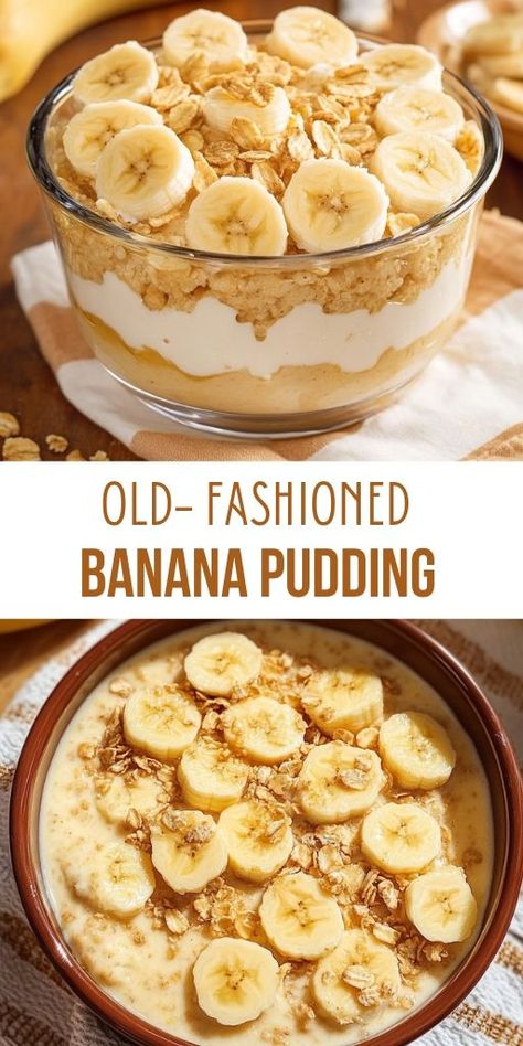 Banana Pudding is a classic dessert that brings back the nostalgia of family gatherings and sweet childhood memories! 🍌🍮 Layers of creamy vanilla pudding, fresh bananas, and crunchy vanilla wafers make this dessert an all-time favorite. It’s the perfect blend of flavors and textures, ideal for potlucks, holidays, or a comforting treat any time of year. 😍  ✨ Make this timeless dessert today and enjoy a spoonful of nostalgia! ✨  #BananaPudding | #ClassicDesserts | Vanilla Wafer Banana Pudding, Old Fashioned Banana Pudding, Banana Pudding Cake, Homemade Banana Pudding, Homemade Custard, Banana Milk, Vanilla Custard, Banana Oatmeal, Vanilla Wafers