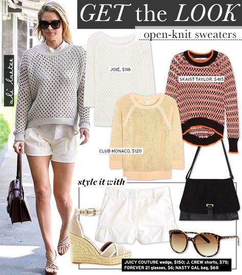 Ali Larter Shows You How To Wear The Open-Knit Sweater Knit Sweater Outfit Summer, Open Knit Sweater Outfit, Sweater Outfit Summer, Knit Sweater Outfit, Stylish Actresses, Ali Larter, Weekend Outfits, Celebrity Style Inspiration, Sweater Outfit