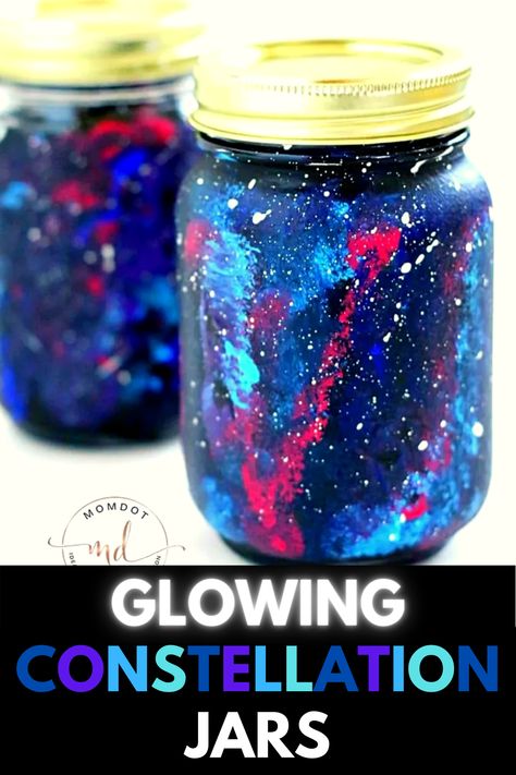 Constellation Jar, Diy Constellation, Nebula Jars, Diy Galaxy Jar, Calming Jar, Calm Down Jar, Galaxy Jar, Glow Jars, Diy Galaxy