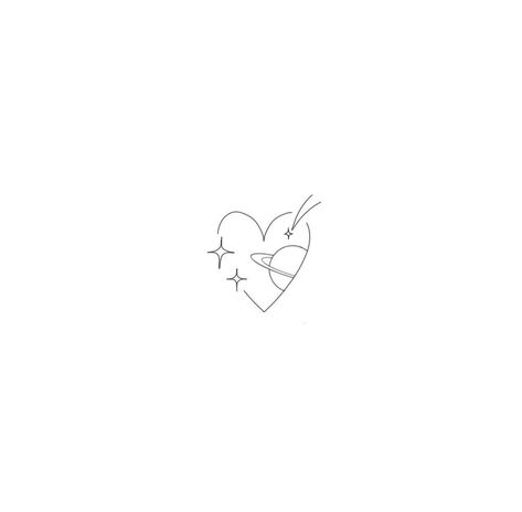 Heart Universe Tattoo, Space Tattoos Small Simple, Space Heart Tattoo, Celestial Heart Tattoo, Universe Minimalist Tattoo, Heart With Stars Tattoo, Heart Planet Tattoo, Easy First Tattoos, Heart Star Tattoo