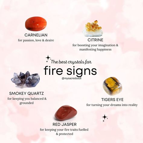 calling all leo, aries & sagittarius ❤️‍🔥 those born under a fire sign are passionate, creative & energised here are a few crystals with fire elements work well for those with fire signs in their chart ✨ are you an fire sign? what crystals are you drawn to? 👀 buy 3 get 1 free on all tumbled stones 🩷 www.mysacredsoul.co.uk #firesign #firesigns #firesigns🔥 #firesignenergy #crystalsforhealing #crystalsforsale #crystalsfordays #crystalguide #crystalsforbeginners #crystallove #crystalenergy... Elemental Crystals, Primordial Waters, Plants Crystals, Aries Sagittarius, Leo Aries, Aries And Sagittarius, Green Witchcraft, Crystal Guide, Fire Element