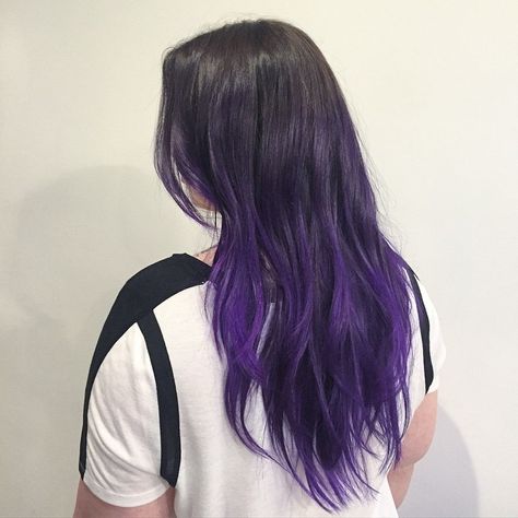 Hair By Choi.Ce — Change is good! Some purple loving for my girl 🆕🆕... Faded Purple Hair, Purple Underneath Hair, Purple Hair Tips, Purple Hair Streaks, Long Purple Hair, Hidden Hair Color, Purple Ombre Hair, Dark Purple Hair, Gradient Hair