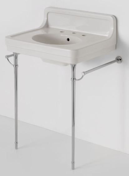 alden-sink-waterworks Space Saving Sink Bathroom, Sink Legs Bathroom, Small Vintage Bathroom Sink, Narrow Sink For Small Bathroom, 40s Bathroom, 70 Bathroom, Vintage Bathroom Sink, Vintage Bathroom Sinks, Sink Legs