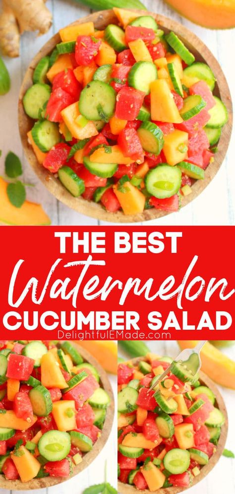 Melon Cucumber Salad, Cucumber Melon Salad, Pot Luck Side Dishes, Pot Luck Dishes, Cucumber Watermelon Salad, Watermelon Cucumber Salad, Best Watermelon, Cucumber Tomato Avocado Salad, Watermelon Salad Recipes