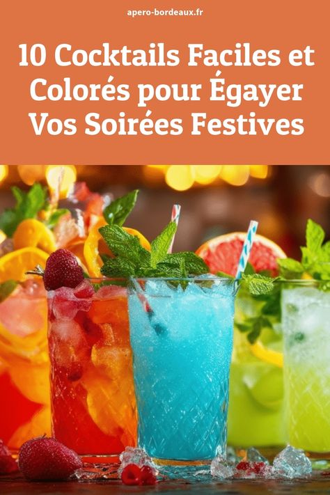 Des cocktails colorés variés avec des garnitures de fruits frais et des herbes sont présentés sous un éclairage festif, parfaits pour égayer vos fêtes. Cocktail Fruit, Gin Tonic, Pastel, Color