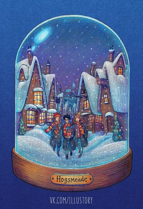 Snowglobe Wallpaper, Hogsmeade Christmas, Harry Potter Winter Wallpaper, Harry Potter Weihnachten, Hogwarts Christmas, Harry Potter Background, Harry Potter Illustrations, Live Art, Harry Potter Artwork