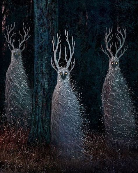 Andy Kehoe Appalachian Gothic Fashion, Wendigo Illustration, Andy Kehoe, Creepy Forest, 숲 사진, Folk Horror, White Deer, 다크 판타지, Arte Inspo