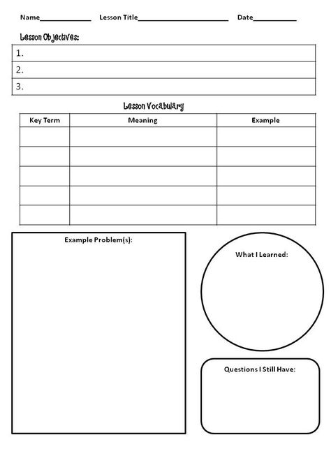 Note Taking Template, Math Student, Cornell Notes Template, Interactive Notes, Student Notes, Math Notebook, School Template, Math Interactive, Math Interactive Notebook