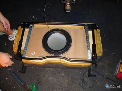 Inside Of A Jeep, Underseat Subwoofer, Custom Subwoofer Box, Jeep Jku, Jeep Yj, Subwoofer Enclosure, Subwoofer Box, Jeep Cj7, Jeep Tj