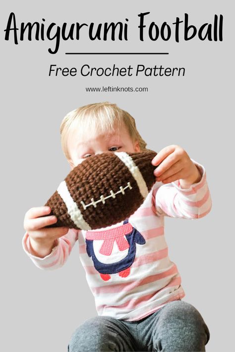 Crochet Mini Football Free Pattern, Crochet Football Gifts, Football Crochet Pattern Free, Football Crochet Ideas, Crochet Football Pillow Pattern Free, Crochet Football Pattern Free, Sports Amigurumi, Crochet Football Helmet Pattern Free, Baseball Crochet Pattern