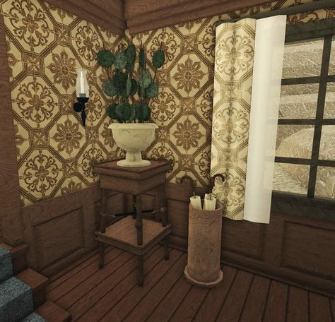 Bloxburg Victorian Furniture, Bloxburg Living Room Vintage, Bloxburg House Decor Ideas Living Room, Vintage Bloxburg House Interior, Vintage Bloxburg Bathroom, Castle Interior Bloxburg, Bloxburg Fancy Mansion, Victorian Houses Bloxburg, Cottagecore Living Room Bloxburg