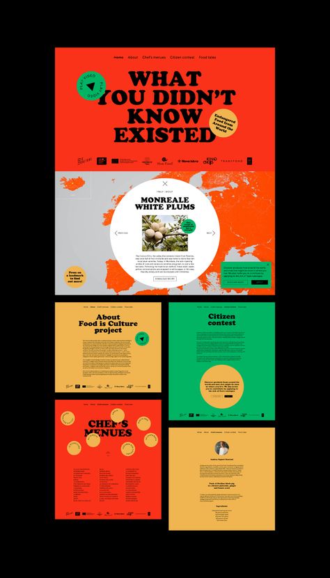 Food is Culture — Website on Behance Orange Website, Food Web Design, Newsletter Design, Web Layout Design, Web Layout, Social Media Templates, Website Inspiration, Website Design Inspiration, Unique Recipes