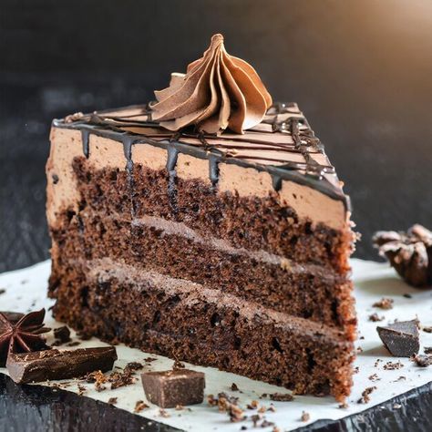 Photo slice of chocolate cake closeup | Premium Photo #Freepik #photo #cheesecake #cake-slice #dessert #pastry Cakes Slices, Chocolate Cake Slice, Slice Of Cake, Chocolate Cream Cake, Chocolate Cake With Coffee, Chocolate Pictures, Premium Chocolate, Cake Photography, Birthday Cake Chocolate