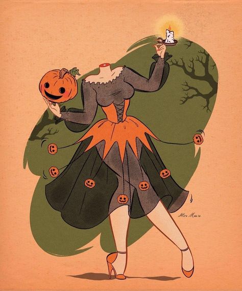 Halloween Jackolantern, Halloween Pin Up, Pumpkin Spooky, 31 Days Of Halloween, Halloween Illustration, Spooky Vibes, Retro Illustration, Creepy Cute, Halloween Prints