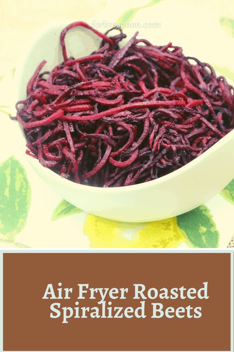 Roasted Spiralized Beets, Beet Spirals Recipe, Beet Chips Air Fryer, Shredded Beets Recipe, Air Fryer Beets, Beet Chips Recipe, Spiralized Beets, Beet Noodles, Zucchini Cheddar