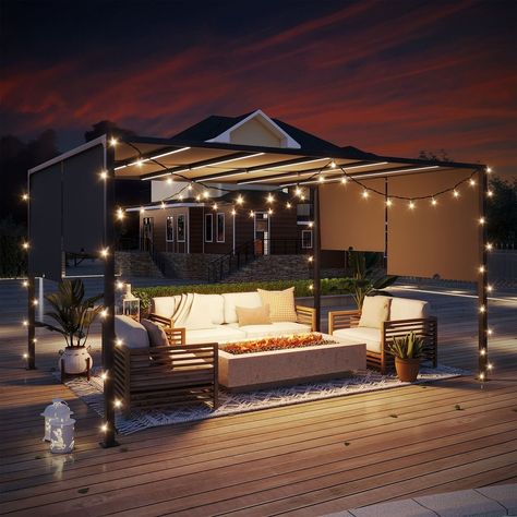 3m x 4m Metal Pergola with Retractable Roof: with LED Lights, Solar Powered in Dark Grey https://www.refinedhomeliving.co.uk/products/3m-x-4m-metal-pergola-with-retractable-roof-with-led-lights-solar-powered-in-dark-grey Refined Home Living Elevate your space with timeless elegance and modern comfort. ✨🏡 #RefinedHomeLiving #ElegantLiving #HomeInspiration #Bestseller #refinedhomeliving #luxury #summerready #gardenideas #outdoorliving #alfresco #summernights #outdoorlifestyle #gardenvibes Pergola With Retractable Roof, Shaded Garden, Pergola Metal, Garden Pergola, Patio Pergola, Retractable Roof, Metal Pergola, Retractable Canopy, Garden Arches