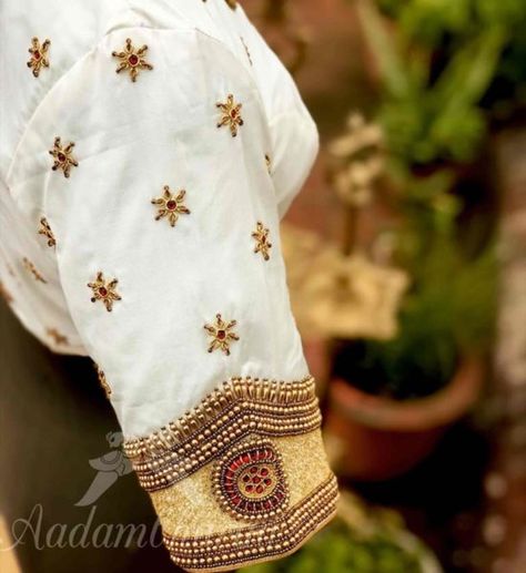 20 Beautiful Work Blouse Designs For Silk Sarees! – South India Fashion Blouse Designs For Silk Sarees, Simple Wedding Blouse Designs, White Blouse Designs, Work Blouse Designs, Cutwork Blouse Designs, Wedding Blouse Designs, New Blouse Designs, Blouse Designs Indian, Silk Saree Blouse Designs