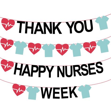 PRICES MAY VARY. Thank You Nurses banner is an impressive doctor and nurses appreciation party decoration for your party. Material Multipurpose - The Thank You Nurses Banner paper pennants are made of thick paperboard with surface laminated, which is reusable; Single-sided, digitally printed on quality paper. Size - Each pennant measures 5.91 inch in heigh, with 3m ribbob for hang the banner. Great Nurse Day Decoration - You can use these nurse week banner to decorate your party, room, window, g Nurses Week Banner, Nursing Party, Nurses Week Quotes, Happy Nurse, Nurse Decor, Happy Nurses Day, Nurse Party, Staff Appreciation Gifts, Thank You Nurses