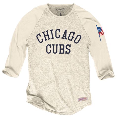 Chicago Cubs Cream ¾ Sleeve Raglan T-Shirt Cold Clothes, Merchandise Ideas, Secret Closet, Wrapped Chicken, Chicago Cubs Baseball, Bacon Wrapped Chicken, Cubs Baseball, Handbags Luxury, Guy Stuff