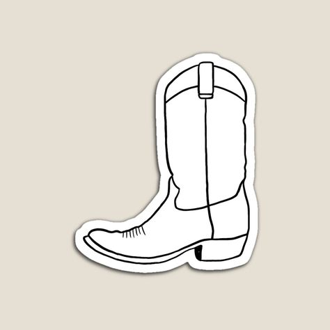 Get my art printed on awesome products. Support me at Redbubble #RBandME: https://www.redbubble.com/i/magnet/Cowboy-boot-simple-outline-by-Madeline-13/126409393.TBCTK?asc=u Cowboy Boot Doodle, Cowboy Boot Outline, Cowboy Boot Clipart, Inside Tattoo, Boot Clipart, Diy Gifts For Mom, Outline Designs, Music Note, Cowboy Boot