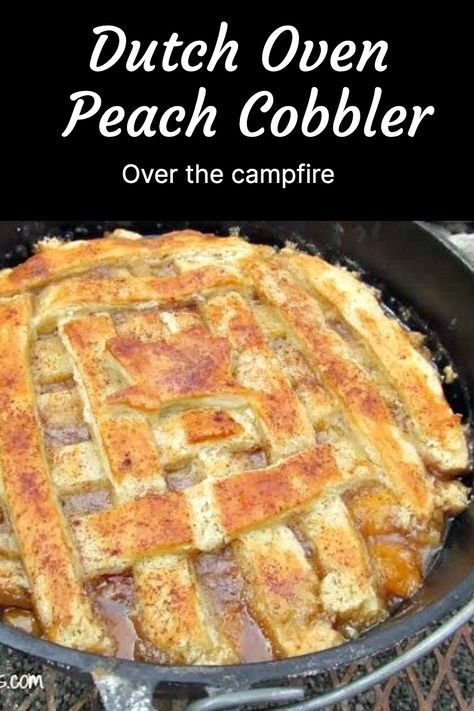 This Texas Peach Cobbler is made outside in a Dutch Oven and cooked over a campfire. This cowboy cobbler is perfectly browned and ready to serve with the state of Texas on top. #TexasPeachCobbler #DutchOvenPeachCobbler #CowboyCobbler #myturnforus #Peaches #TexasPeaches Oven Peach Cobbler, Dutch Oven Cobbler, Dutch Oven Peach Cobbler, Casseroles Dinners, Cast Iron Dutch Oven Cooking, Campfire Foods, Dutch Oven Camping Recipes, Dutch Oven Cast Iron, Homesteading Recipes