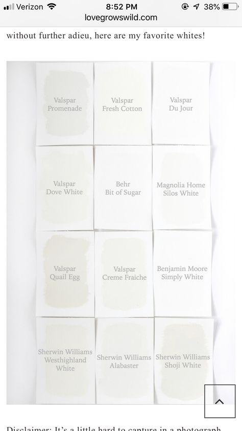 Valspar Quail Egg, Du Jour Valspar, Sherwin Williams Alabaster, Valspar Paint, Quail Eggs, Simply White, Paint Colours, Magnolia Homes, Benjamin Moore