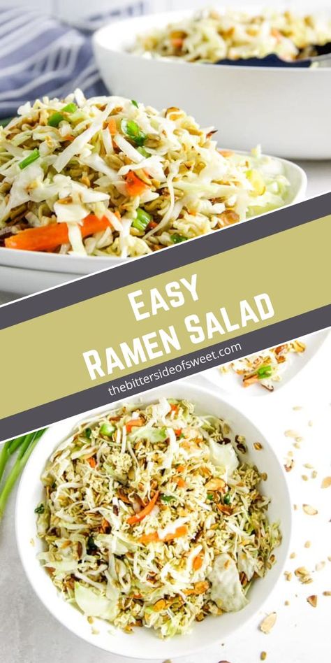 Ramen Salad, Bar Restaurant Design, Ramen Noodle Salad, Easy Ramen, Top Ramen, Ramen Noodle Recipes, Vinegar Dressing, Design Café, Supper Ideas