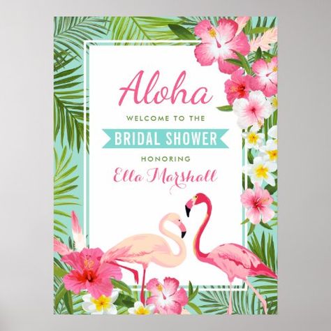 $24.45 | Tropical Pink Flamingo Bridal Shower Welcome Sign #wedding, bridal shower, flamingo, tropical, pink, hibiscus, flowers, aloha, welcome sign, floral Flamingo Theme, Flamingo Tropical, Welcome Board, Tropical Bridal Showers, Tropical Bridal, Tropical Flamingo, Blue Banner, Pink Hibiscus, Bridal Shower Welcome Sign