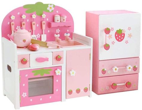 Strawberry Kitchen, Baby Doll Nursery, Hello Kitty Rooms, Cute Furniture, Soft Pink Theme, Kawaii Toys, Dream Gift, Pink Girly Things, Shabby Chic Kitchen