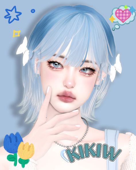 Sims 4 Cc Hatsune Miku, Ice Blue Hair, Light Blue Hair, Cc Finds, Sims Mods, Sims 4 Cc, Sims Cc, Ice Blue, Jellyfish