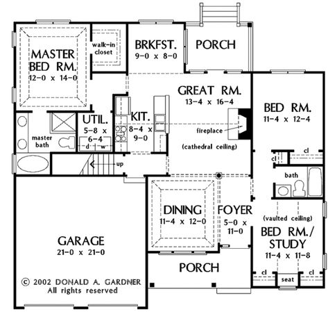 Plan #929-665 - Houseplans.com Ranch Design, Small Floor Plans, Floor Plans Ranch, Ranch Style House, Ranch Style House Plans, Ceiling Treatments, Craftsman Bungalows, Ranch Style Homes, Floor Framing