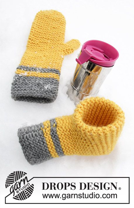 Keep It Warm / DROPS Extra 0-1422 - Free knitting patterns by DROPS Design Easter Calendar, Crochet Beer, Knitted Mittens Pattern, Crochet Cup Cozy, Knitted Mittens, Crochet Mittens, Fingerless Gloves Knitted, Mittens Pattern, Crochet Flower Tutorial