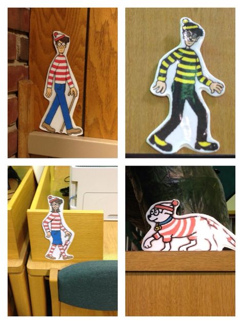 Where's Waldo at the Library? Hide Waldo characters around your library. Use a contest entry form for students to fill out. | http://jipmagip.blogspot.com Pirate Library Display, Library Passive Programming, Interactive Library Displays, Take And Make Crafts For Kids Library, Passive Library Programs For Kids, Library Prizes, Library Programs For Kids, Teen Library Programs, Passive Programming Library