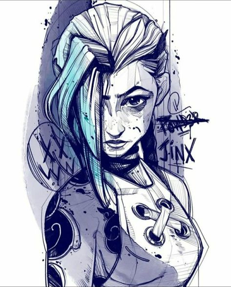 Powder Arcane, Legend Drawing, Arcane League Of Legends, Jinx Arcane, Art Tattoos, Tattoo Sleeve, Hand Art Drawing, Tattoo Design Drawings, Book Art Drawings