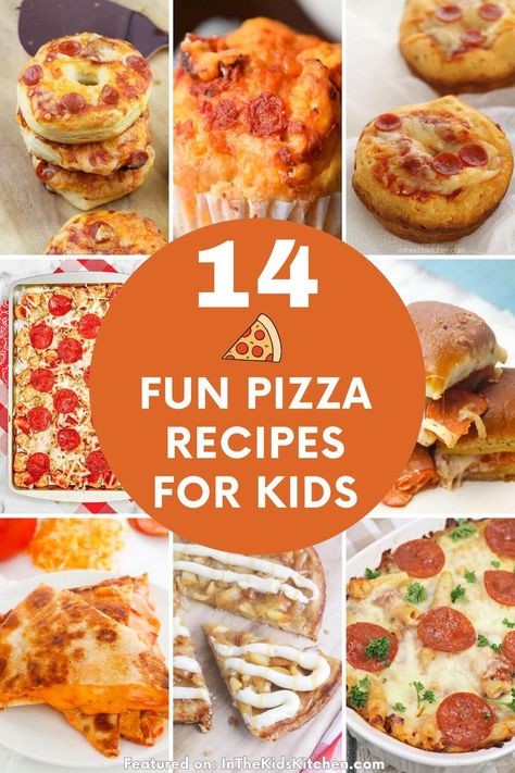 Put a new spin on pizza night with this collection of playful and unique pizza recipes that kids will love! Kids Pizza Ideas, Pizza Ideas For Kids, Cooking With Kids Recipes Easy Fun, Fun Pizza Ideas, Pizza Dinner Ideas, Pizza Recipes For Kids, Pizza Night Ideas, Kid Friendly Pizza Recipes, Pizza For Kids