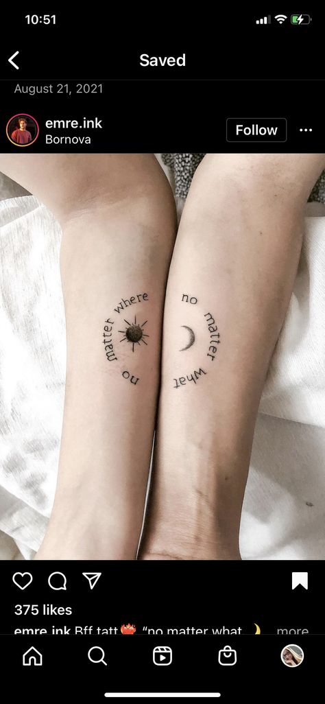 Small Best Friend Tattoos Beach, Dan And Shay Tattoo Ideas, Significant Best Friend Tattoos, Non Cheesy Best Friend Tattoos, Sister Opposite Tattoos, Cute Bff Tattoos Matching Tat Best Friends, Meaning Full Best Friend Tattoos, Best Friend Balance Tattoos, Bestie Quote Tattoos