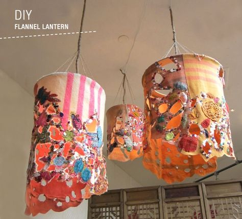 DIY: Flannel Lanterns Origami Lamps, Fabric Lantern, Bohemian Lamp, Creeper Minecraft, Diy Lampe, Autumn Display, Fabulous Diy, Diy Lanterns, Lifestyle Ideas