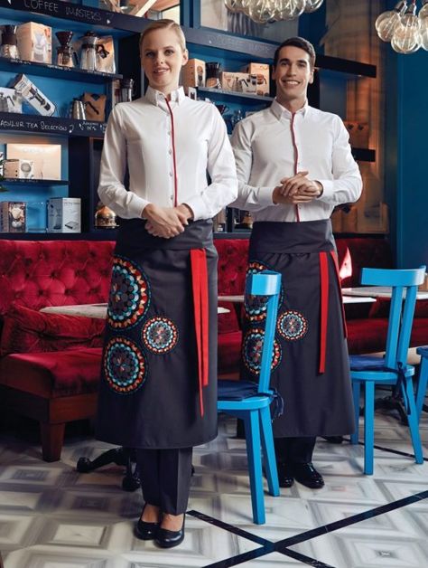 The Cekin Uniforms: Hotels, Restaurants, Resorts, Casino Uniforms Waiter Uniform Design, Restaurant Outfit, Waiter Outfit, Asian Cafe, Cafe Uniform, Waitress Uniform, Doctor Style, Waiter Uniform, Uniform Ideas