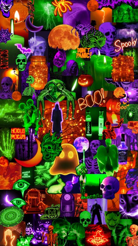 #halloween #halloweenaesthetic #neongreen #neonorange #neonpurple #neon #green #orange #purple #greenaesthethic #color #orangeaesthetic #purpleaesthetic #trippy #maximalism #psychedellic #wallpaper #art Purple Images, Monster Aesthetic, A Phone Wallpaper, 30 Day Drawing Challenge, Halloween Gothic, Neon Aesthetic, Orange Aesthetic, Orange Wallpaper, Neon Purple