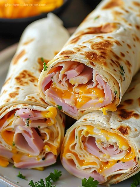 Air Fryer Hot Chicken, Ham Roll Ups, Cheese Wraps, Savory Ham, Cheese All, Chicken Roll Ups, Shredded Turkey, Chicken Roll, Turkey Ham