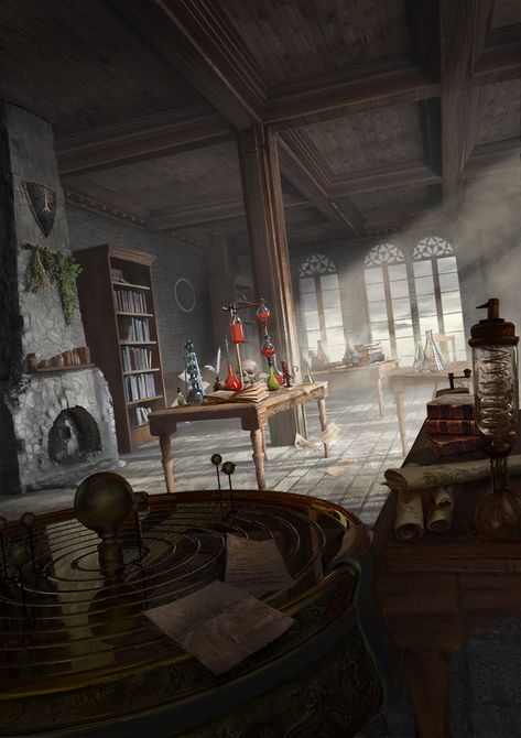 ArtStation - Alchemy Lab, Peter Rossa Aesthetic Hacks, Rpg Wallpaper, Arc Angel, Alchemy Lab, Mad Scientist Lab, Labs Art, A Discovery Of Witches, Fantasy Places, Science Lab